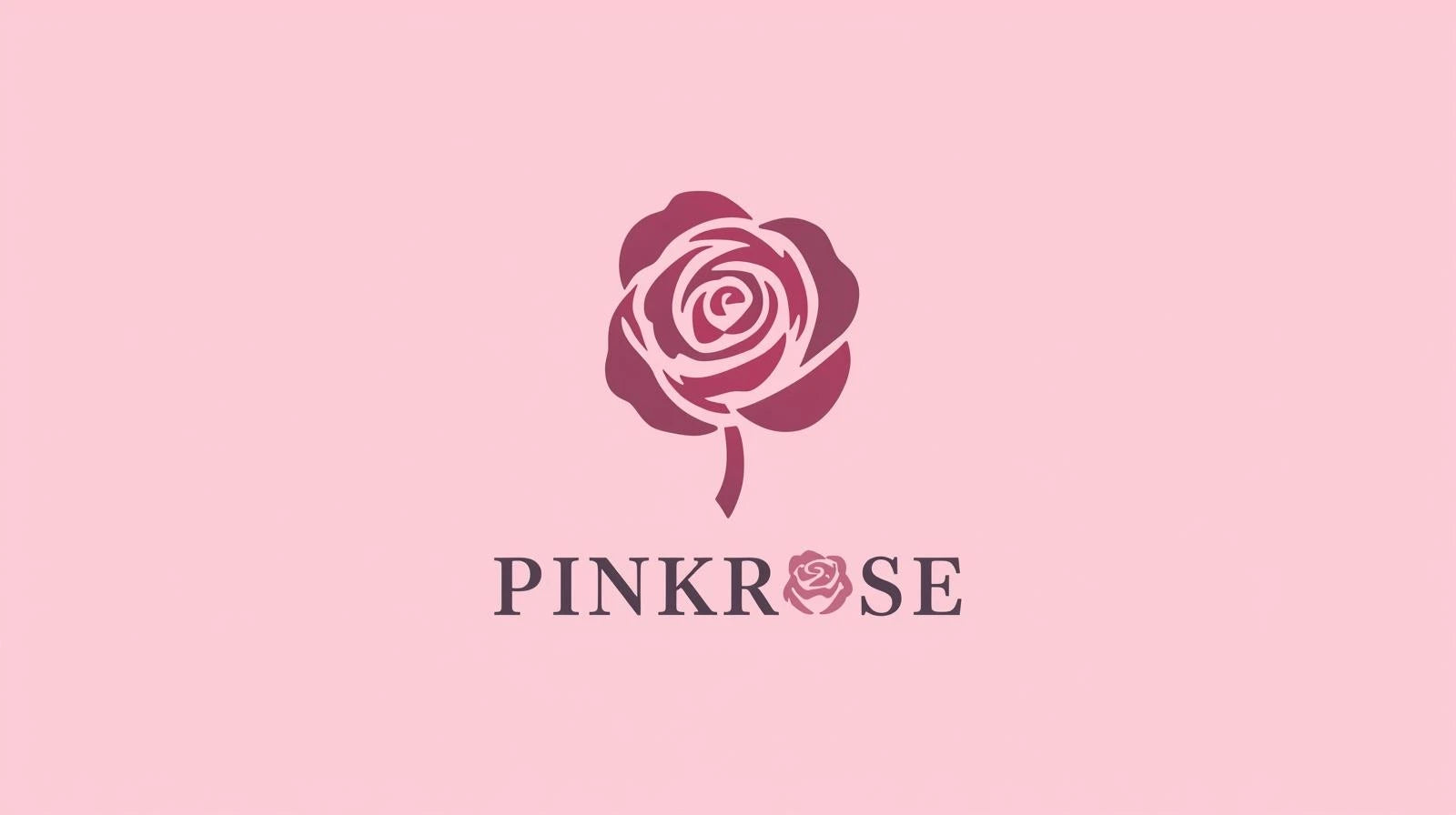 Minimalist PinkRose logo design for fashion and accessories online store.